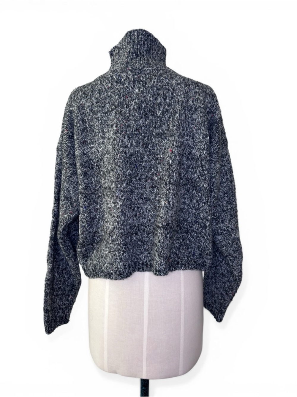 Vintage Black, Gray and Red Geometric Abstract Turtleneck Wool Sweater M - Picture 4 of 5
